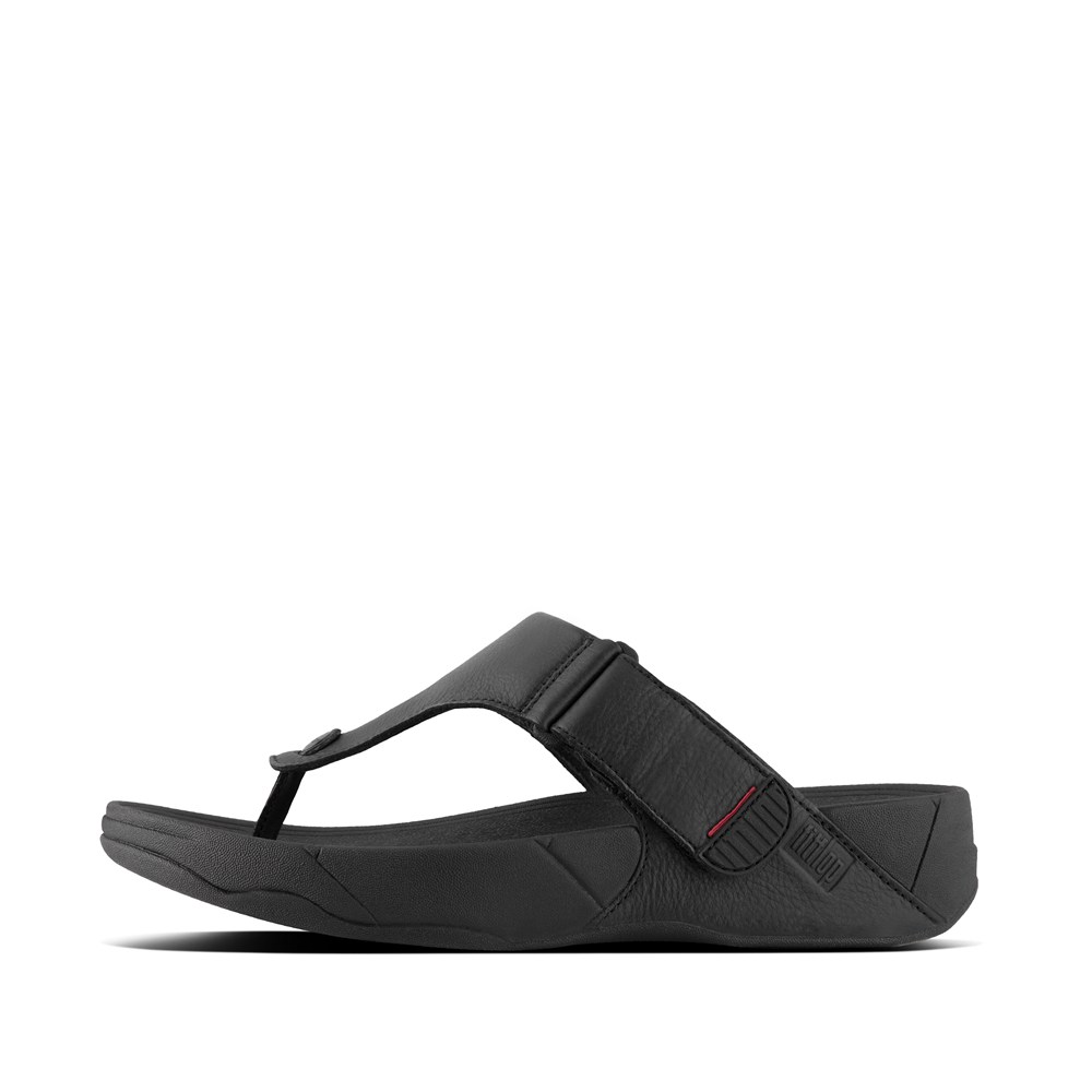 Fitflop Mens Sandals Black - Trakk Ii Leather Toe-post - 87ZMXWJEH